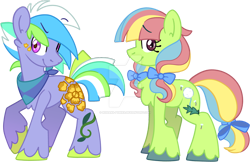 Size: 1600x1034 | Tagged: safe, artist:rohans-ponies, oc, oc only, oc:precious daffodil, oc:proud carnation, earth pony, pony, female, male, mare, simple background, stallion, transparent background