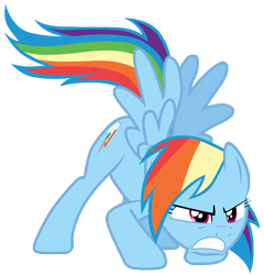 Size: 7000x7300 | Tagged: safe, artist:tardifice, rainbow dash, pegasus, pony, daring done?, g4, absurd resolution, angry, face down ass up, female, frown, gritted teeth, mare, simple background, solo, spread wings, transparent background, vector, wings