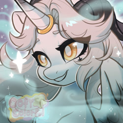 Size: 2000x2000 | Tagged: safe, artist:oofycolorful, oc, oc only, alicorn, pony, alicorn oc, bust, high res, horn, portrait, solo, watermark, wings