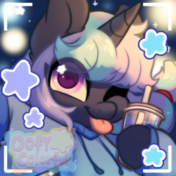 Size: 2000x2000 | Tagged: safe, artist:oofycolorful, oc, oc only, pony, unicorn, g4, bust, high res, portrait, solo, starry eyes, watermark, wingding eyes