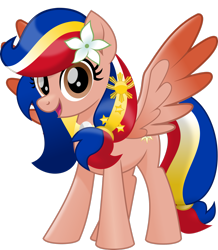 Size: 2289x2621 | Tagged: safe, artist:jhayarr23, oc, oc only, oc:pearl shine, pegasus, pony, g4, my little pony: the movie, high res, looking at you, movie accurate, nation ponies, philippines, ponified, simple background, solo, transparent background