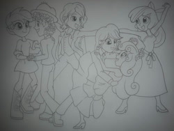 Size: 1032x774 | Tagged: safe, artist:jmkplover, apple bloom, scootaloo, sweetie belle, human, equestria girls, g4, cody martin, crossover, cutie mark crusaders, dice corleone, equestria girls-ified, fall formal outfits, sam & cat, the suite life of zack and cody, traditional art, zack martin