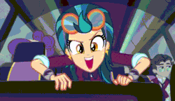 Size: 640x368 | Tagged: safe, screencap, indigo zap, jet set, suri polomare, equestria girls, g4, my little pony equestria girls: friendship games, animated, are we gonna win?, female, gif, it's coming right at us, looking at you, meme origin