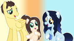 Size: 1166x644 | Tagged: safe, artist:cindystarlight, oc, oc only, oc:cindy, pegasus, pony, unicorn, base used, female, filly, male, mare, stallion