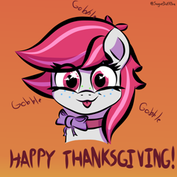 Size: 2000x2000 | Tagged: safe, artist:sugardotxtra, oc, oc only, oc:sugar dot, :p, collar, high res, holiday, thanksgiving, tongue out