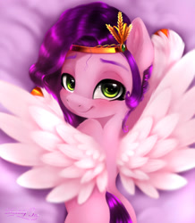 Size: 1563x1790 | Tagged: safe, artist:darksly, pipp petals, pegasus, pony, g5, my little pony: a new generation, adorapipp, blushing, body pillow, commission, cropped, cute, female, looking at you, mare, markings, preview, solo, unshorn fetlocks