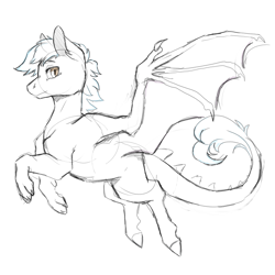 Size: 3000x3000 | Tagged: safe, artist:flaming-trash-can, pony, bat wings, high res, sketch, solo, wings