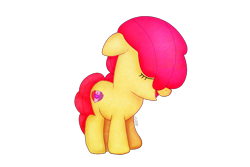 Size: 1500x1000 | Tagged: safe, artist:aevlynran, apple bloom, earth pony, pony, g4, eyes closed, female, filly, simple background, solo, transparent background