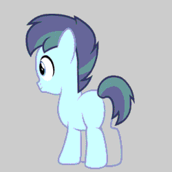 Size: 650x650 | Tagged: safe, artist:hydrusbeta, shady daze, earth pony, pony, g4, animated, colt, dithering, gif, gray background, male, simple background, solo, turnaround