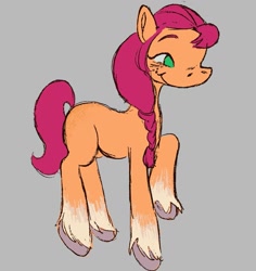 Size: 1281x1358 | Tagged: safe, artist:ponywizards, sunny starscout, earth pony, pony, g5, my little pony: a new generation, colored sketch, gray background, raised hoof, simple background, sketch, smiling, solo