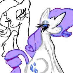 Size: 1144x1144 | Tagged: safe, artist:ponywizards, rarity, pony, unicorn, g4, 1000 hours in ms paint, duality, sketch, solo