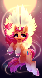 Size: 700x1278 | Tagged: safe, artist:cabbage-arts, sunny starscout, alicorn, pony, g5, my little pony: a new generation, spoiler:my little pony: a new generation, alicornified, artificial horn, artificial wings, augmented, cute, female, horn, magic, magic horn, magic wings, mare, markings, open mouth, race swap, solo, sunnybetes, sunnycorn, unshorn fetlocks, wings