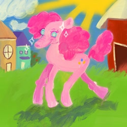 Size: 2048x2048 | Tagged: safe, artist:ponywizards, pinkie pie, earth pony, pony, g4, colored pupils, high res, solo, sun