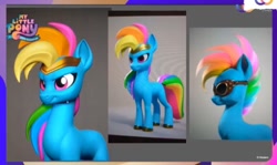 Size: 942x560 | Tagged: safe, rainbow dash, pony, g5, 3d, g5 concept leaks, goggles, jewelry, missing cutie mark, rainbow dash (g5 concept leak), solo, tiara, wingless