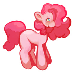 Size: 600x600 | Tagged: safe, artist:ponywizards, pinkie pie, earth pony, pony, g4, freckles, missing cutie mark, simple background, smiling, solo, white background