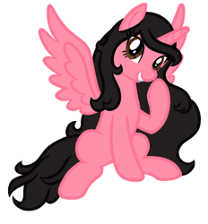 Size: 620x668 | Tagged: safe, artist:wavebreeze234, oc, oc only, oc:rose werly, alicorn, pony, eyelashes, female, grin, mare, raised hoof, simple background, smiling, solo, spread wings, transparent background, wings
