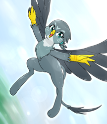 Size: 1280x1480 | Tagged: safe, artist:batipin, gabby, griffon, g4, female, looking at you, open mouth, solo, spread wings, wings