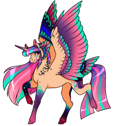 Size: 2255x2480 | Tagged: safe, artist:oneiria-fylakas, oc, oc only, oc:purple dash, alicorn, pony, colored wings, female, high res, mare, multicolored wings, simple background, solo, tail, tail feathers, transparent background, wings