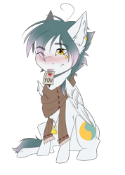 Size: 2310x3245 | Tagged: safe, artist:lunciakkk, oc, oc only, oc:cynamonek, pony, clothes, commission, ear fluff, high res, scarf, simple background, solo, transparent background