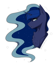 Size: 1734x2061 | Tagged: safe, artist:lunciakkk, princess luna, alicorn, pony, g4, bust, chest fluff, female, portrait, simple background, solo, transparent background