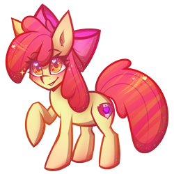 Size: 1000x1000 | Tagged: safe, artist:mimtii64, apple bloom, earth pony, pony, g4, blushing, female, filly, raised hoof, simple background, solo, transparent background