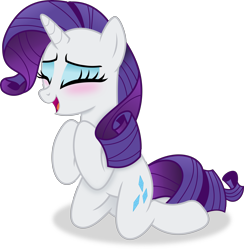 Size: 4685x4798 | Tagged: safe, artist:anime-equestria, rarity, pony, unicorn, g4, absurd resolution, blushing, cute, eyes closed, eyeshadow, female, happy, horn, kneeling, makeup, mare, raribetes, simple background, solo, transparent background, vector