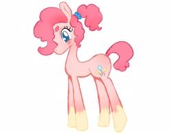 Size: 2048x1600 | Tagged: safe, artist:ponywizards, part of a set, pinkie pie, earth pony, pony, g4, alternate hairstyle, colored hooves, freckles, ponytail, redesign, simple background, solo, white background