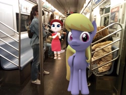 Size: 3264x2448 | Tagged: safe, artist:topsangtheman, cloud kicker, pegasus, pony, g4, 3d, high res, irl, looking at you, new york city subway, photo, ponies in real life, solo, source filmmaker