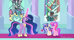 Size: 1280x700 | Tagged: safe, artist:afterglory, cozy glow, lord tirek, princess flurry heart, queen chrysalis, twilight sparkle, oc, oc:starflight sparkle, alicorn, pony, g4, the last problem, female, mare, older, older twilight, older twilight sparkle (alicorn), princess twilight 2.0, stained glass, twilight sparkle (alicorn)