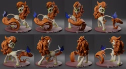 Size: 2732x1493 | Tagged: safe, artist:tinybenz, autumn blaze, butterfly, kirin, 3d, craft, cute, eyelashes, female, figurine, hock fluff, hoof fluff, leonine tail, multiple angles, open mouth, photo, raised hoof, raised leg, scales, sculpture, signature, simple background, smiling, solo, tail, turnaround, unshorn fetlocks, video in description, yellow eyes