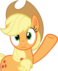 Size: 3000x3649 | Tagged: safe, artist:frownfactory, applejack, earth pony, pony, g4, made in manehattan, applejack's hat, cowboy hat, female, hat, high res, mare, raised hoof, simple background, solo, transparent background, vector
