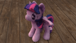 Size: 960x540 | Tagged: safe, artist:the luna fan, twilight sparkle, alicorn, pony, g4, 3d, absurd file size, animated, blender, meshroom, no sound, plushie, pony plushie, scanned, solo, starlight's little twibird, twilight sparkle (alicorn), twilight sparkle plushie, webm, wooden floor