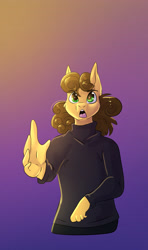 Size: 2343x3960 | Tagged: safe, artist:unfinishedheckery, cheese sandwich, earth pony, anthro, g4, clothes, digital art, high res, male, open mouth, simple background, solo