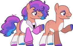 Size: 2472x1573 | Tagged: safe, artist:kurosawakuro, oc, oc only, earth pony, pony, bald, base used, clothes, magical gay spawn, male, offspring, parent:apple split, parent:flash sentry, simple background, solo, stallion, transparent background