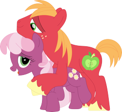 Size: 3546x3263 | Tagged: safe, artist:porygon2z, big macintosh, cheerilee, earth pony, pony, g4, female, high res, male, misleading thumbnail, ship:cheerimac, shipping, simple background, straight, transparent background, unshorn fetlocks