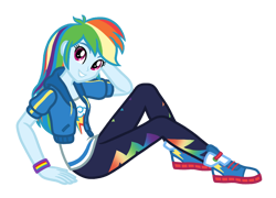 Size: 970x700 | Tagged: safe, artist:wavebreeze234, rainbow dash, equestria girls, g4, clothes, converse, pants, shoes, simple background, smiling, solo, transparent background