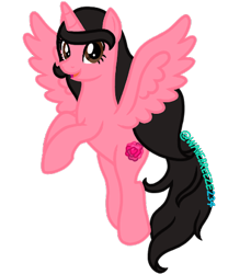 Size: 850x926 | Tagged: safe, artist:wavebreeze234, oc, oc only, oc:rose werly, alicorn, pony, alicorn oc, female, flying, horn, mare, rearing, signature, simple background, smiling, solo, transparent background, wings