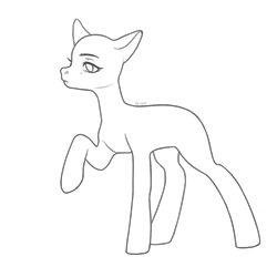 Size: 1031x994 | Tagged: safe, alternate version, artist:klewgcg, oc, oc only, earth pony, pony, bald, base, earth pony oc, lineart, monochrome, raised hoof, simple background, solo, transparent background