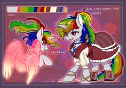Size: 2048x1431 | Tagged: safe, artist:swaybat, oc, oc only, pony, unicorn, artificial wings, augmented, magic, magic wings, reference sheet, solo, wings
