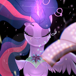 Size: 1080x1080 | Tagged: safe, artist:杏银花开, twilight sparkle, alicorn, pony, g4, book, female, magic, mare, solo, twilight sparkle (alicorn)