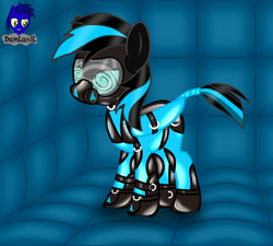 Size: 4608x4154 | Tagged: safe, alternate version, artist:damlanil, oc, oc only, oc:nightlight aura, pegasus, pony, alternate universe, barcode, bondage, boots, bound wings, brainwashing, buckle, catsuit, caution sign, closed suit design, clothes, collar, commission, cute, eyeshadow, female, fireheart76's latex suit design, gag, gas mask, gimp, gimp suit, gloves, hood, hypnogear, hypnosis, hypnotized, latex, latex boots, latex gloves, latex suit, lock, makeup, mare, mask, muzzle gag, padded cell, prisoners of the moon, restrained, restraints, rubber, rubber suit, shiny, shiny mane, shoes, solo, story, story included, straps, suit, swirly eyes, text, vector, visor, wings