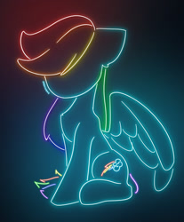 Size: 1243x1502 | Tagged: safe, artist:shavurrr, rainbow dash, pegasus, pony, g4, female, light, mare, neon, sitting, solo