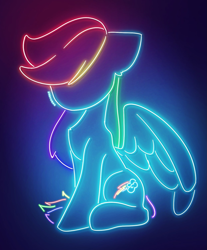 Size: 1243x1502 | Tagged: safe, artist:shavurrr, rainbow dash, pegasus, pony, g4, female, light, mare, neon, sitting, solo