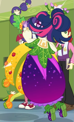 Size: 407x671 | Tagged: safe, screencap, rarity, sci-twi, twilight sparkle, equestria girls, equestria girls series, g4, holidays unwrapped, o come all ye squashful, spoiler:eqg series (season 2), converse, cornucopia costumes, cropped, inflatable dress, shoes