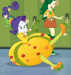 Size: 471x504 | Tagged: safe, screencap, rarity, sweet leaf, equestria girls, equestria girls specials, g4, my little pony equestria girls: better together, my little pony equestria girls: holidays unwrapped, o come all ye squashful, cornucopia costumes, cropped, inflatable dress