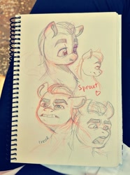 Size: 1280x1723 | Tagged: safe, artist:crees-a, sprout cloverleaf, earth pony, pony, g5, my little pony: a new generation, bust, expressions, male, sketch, sketch dump, solo, stallion, traditional art