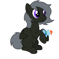 Size: 1200x1200 | Tagged: safe, artist:slithtley sparkle, oc, oc only, oc:slithtley sparkle, pegasus, pony, 2022 community collab, derpibooru community collaboration, folded wings, full body, hoof hold, hooves, pegasus oc, show accurate, simple background, sitting, smiling, solo, transparent background, wings