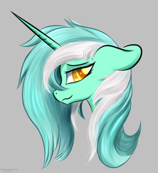 Size: 1786x1959 | Tagged: safe, artist:renarde-louve, lyra heartstrings, pony, unicorn, g4, bust, female, floppy ears, mare, portrait, profile, signature, simple background, smiling, solo