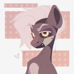 Size: 1500x1500 | Tagged: safe, artist:tsarstvo, oc, oc only, earth pony, pony, black sclera, bust, floating heart, heart, looking at you, male, portrait, raised eyebrow, solo, stallion