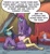 Size: 762x833 | Tagged: safe, dyre, grackle, g4, generations #2, my little pony: generations, spoiler:comic, bathrobe, clothes, cucumber, floaty, food, mud mask, pool toy, robe, towel, towel on head